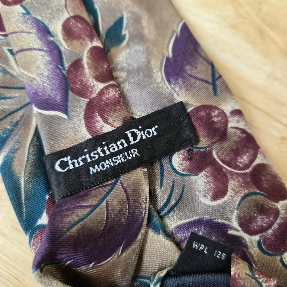 VTG Christian Dior 100% Silk Made in Italy Tie 57" Floral 1990s MADE IN‎ Italy - Picture 5 of 8